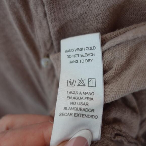 Doe & Rae Cardigan Sweater Womens Small Taupe Long Duster Lightweight Lagenlook - Picture 11 of 11